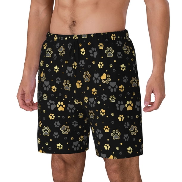 Fotbe Gold Dog Paw Traje de Baño para Hombre – Shorts de Natación de Secado Rápido con Forro y Bolsillos-Small