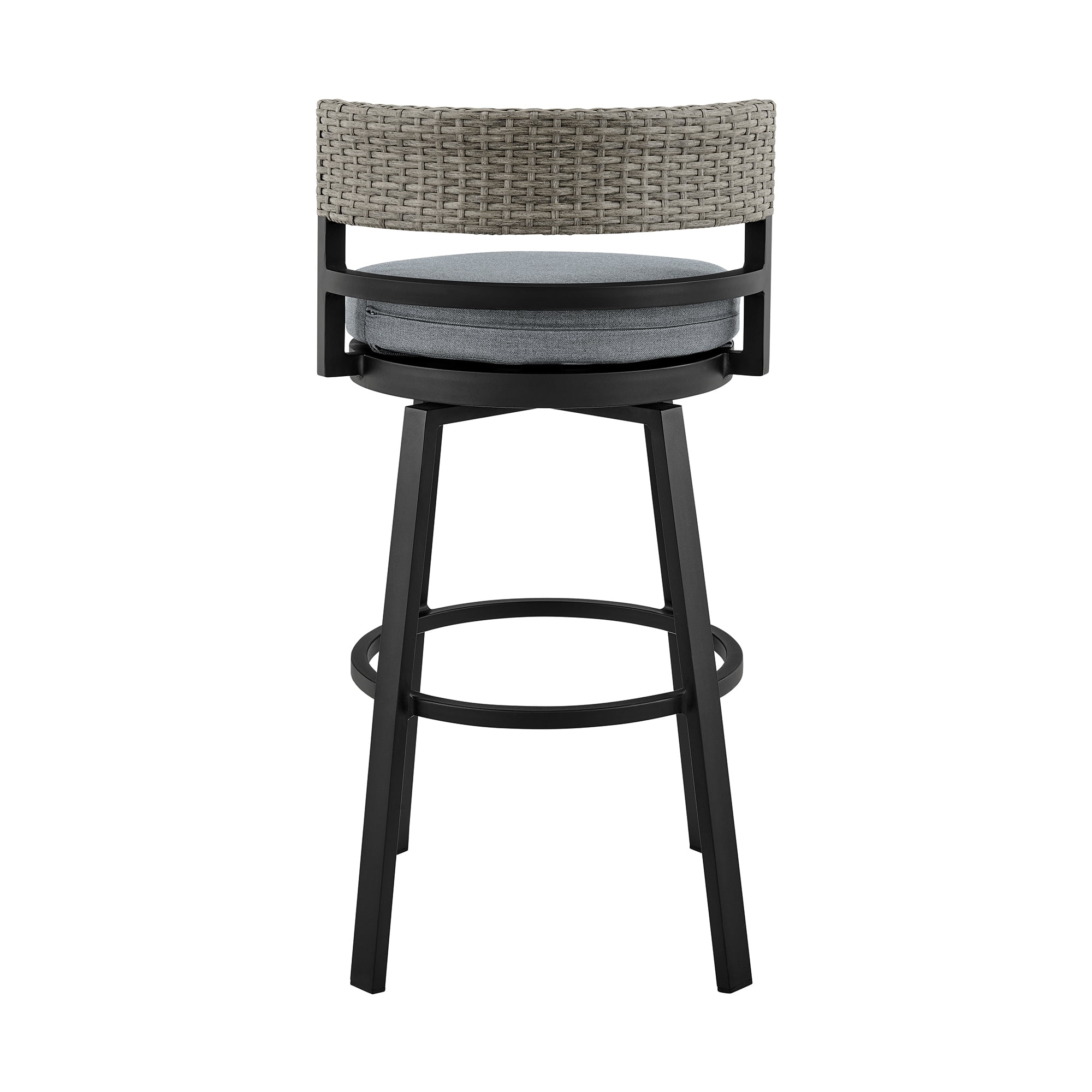 Armen Living Encinitas 30" Aluminum Outdoor Swivel Bar Stool in Dark Gray/Black
