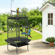 Winkalon 82 Rolling Metal Large Bird Cage with Play Top for Large Pet Birds,Black