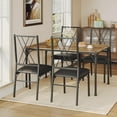 thumbnail image 4 of Cherish 44IN Dining Table with 4 Chairs,Kitchen Table Set, 5 Piece Industrial Dining Room Table Set with Roman Columns for Small Space, Kitchen, Apartment,Upholstered Chairs, 4 of 8
