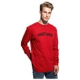 thumbnail image 2 of Daxton Retro Maryland Arch Font Long Sleeves T Shirt Soft Medium Weight Cotton, Red Tee Black Font, L, 2 of 2