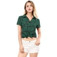 thumbnail image 2 of CamiDe Cuadros Estilo Western De Algodón Clásico Con Botones PaMujer Verde S, 2 of 6