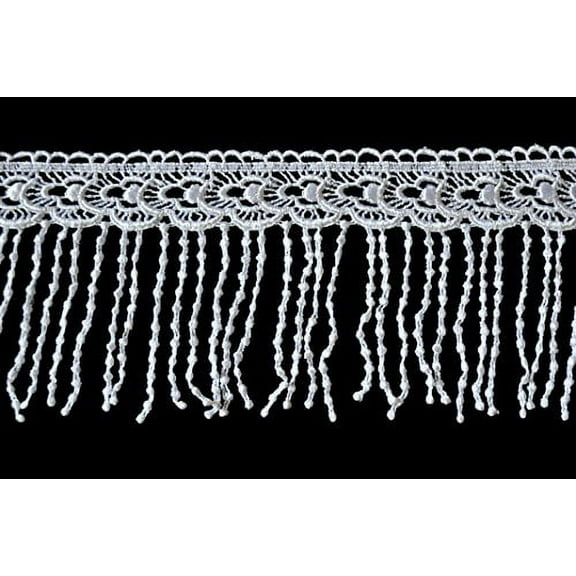 Altotux 5.5" White Floral Venice Lace Trim with Circle Fringe Edge By Yard