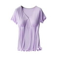 thumbnail image 2 of LSLJS Hauts de Maternité pour Femmes à Manches Courtes, Col en V, Chemises de Grossesse, Blouse d'Allaitement, Hauts de Maternité ( m, Violet ), 2 of 3