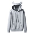 thumbnail image 2 of Fesfesfes Hooded Tops for Men Casual Solid Pullover Cute Cat Ears Fleece Pocket Sweatshirt Hoodie Clearance Under $10, 2 of 3