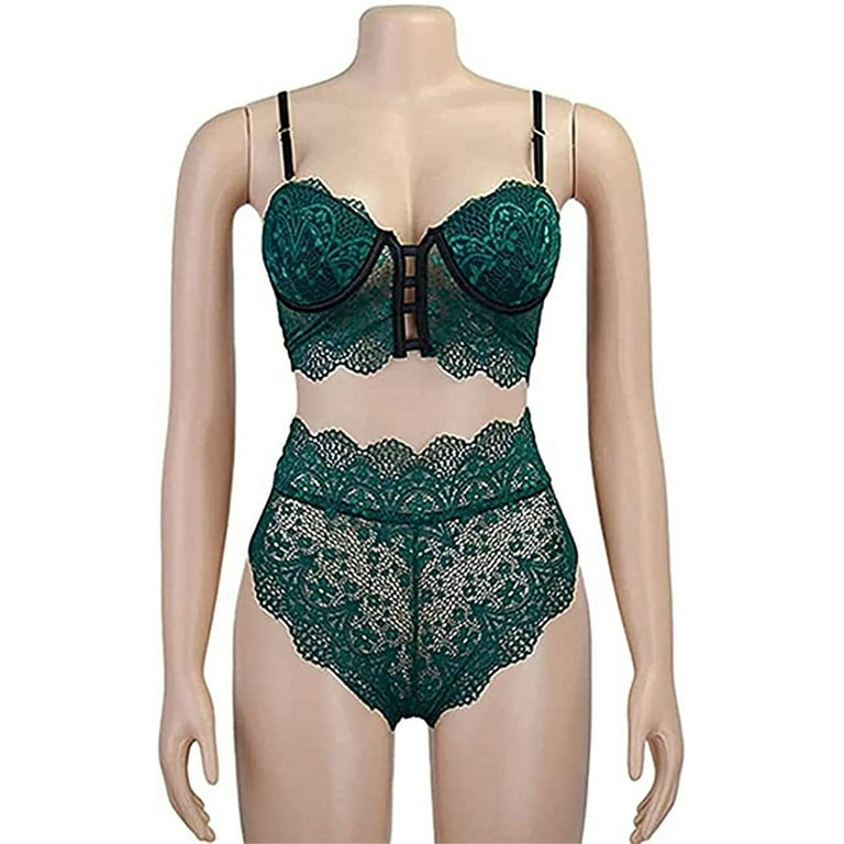 Bagilaanoe Women 2 Pcs Sexy Lingerie Set Lace Bra and High-Waisted Panty Set