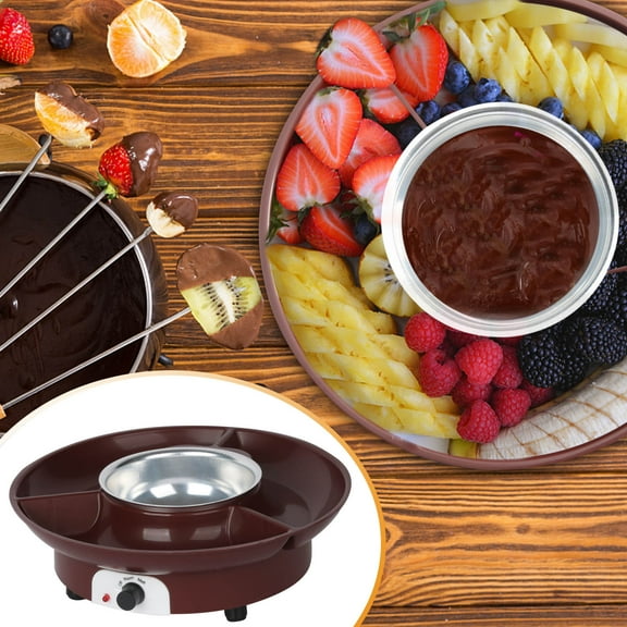 Electric Fondue Pot Set for Chocolate and Cheese Chocolate Fondue Kit with Dipping Forks, Temperature Control, 9-ounce Detachable Bowl, for Chocolate Melts Cheese Melts
