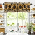 thumbnail image 3 of Sunflower with Bee Valances for Windows Sunflower Retro Linen Pastoral Rod Pocket Curtain Valance Window Treatment Short Curtains for Kitchen Living Room, 42"x18", 3 of 5