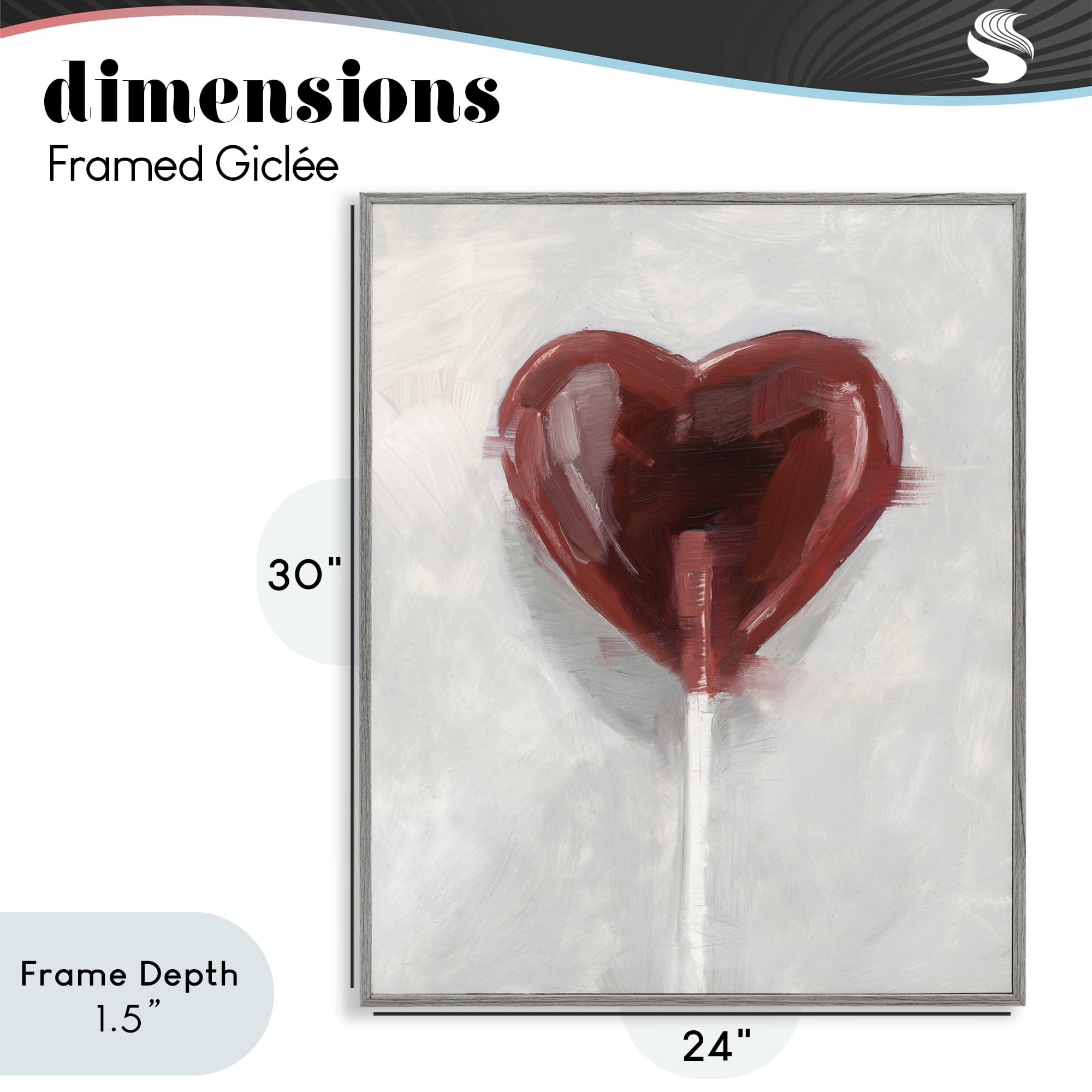 Stupell Industries Heart Shaped Lollipop Gray Framed Giclee Art, design by Ethan Harper