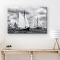 thumbnail image 2 of PixonSign Canvas Print Wall Art Sailboat Fleet with Large White Sails Transportation Ocean Photography Realism Beach Scenic Relax/Calm Cool Black and White for Living Room, Bedroom, Office - 24"x36", 2 of 5