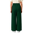 thumbnail image 5 of hotojiny Girls Dress Pants Wide Leg Uniform Pants for Kids Trendy High Waist Pleated Front Formal Pants with Pockets(Army Green,8-9 Years), 5 of 6