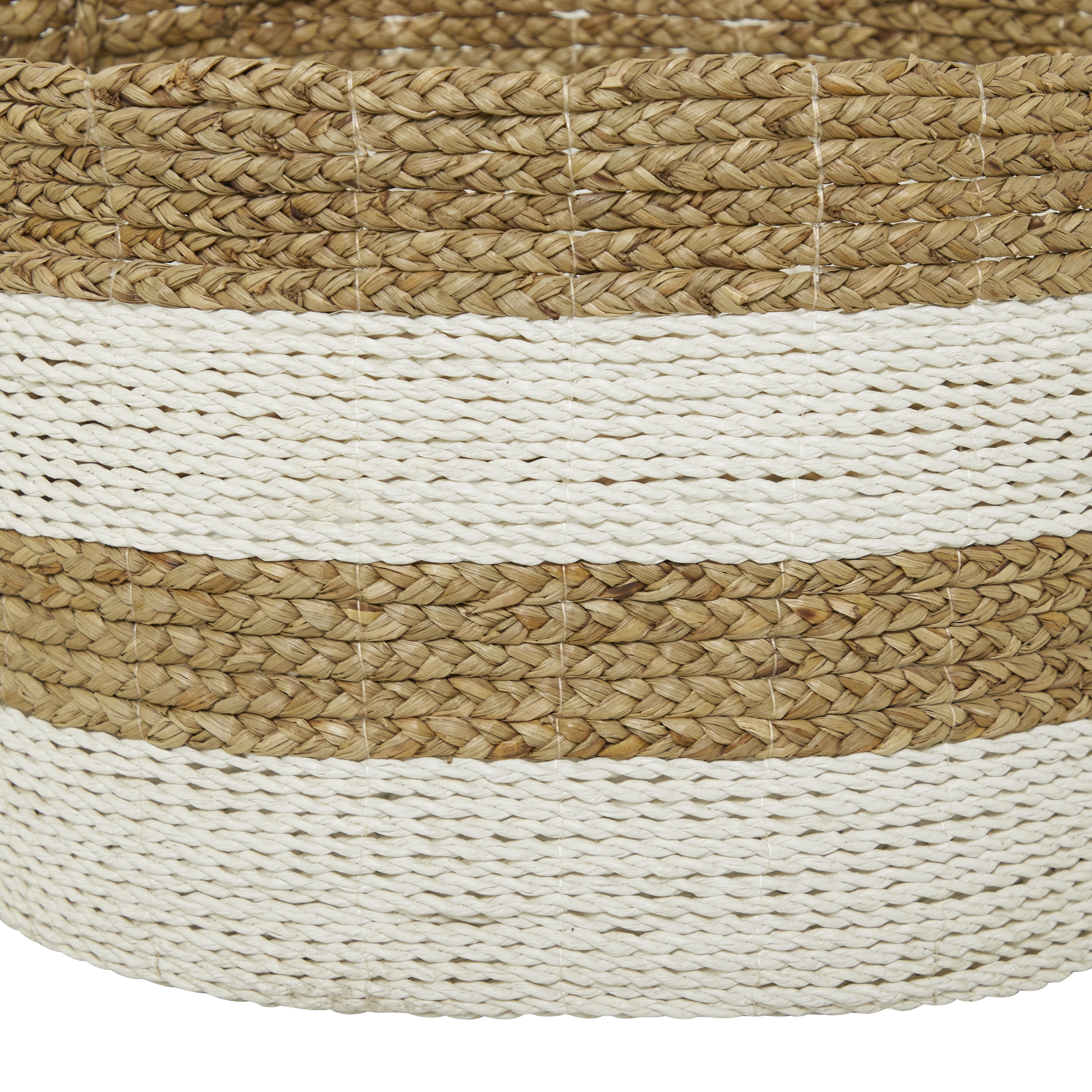 CosmoLiving by Cosmopolitan 19", 16", 13"W Brown Seagrass Handmade Two Toned Storage Basket with Handles, 3-Pieces