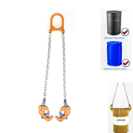 

NICCOO Chain Drum Lifter Vertical Drum Clamp 1T/2200LBS Barrel Lift Hoist Alloy Steel