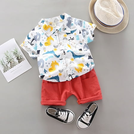 

Cathalem Going Home Outfit for Baby Cartoon Set Tops+Shorts Baby Clothes Boys Outfits 1-4Years T-shirt 5t Boys Clothes Outfits Childrenscostume White 110=XL