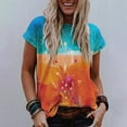thumbnail image 2 of Mujeres Fahion Estampado floral Camisas casuales Cuello redondo Manga corta Camisetas casuales Cuello Blusa Túnica Tops Pompotops hkajfhjk458501, 2 of 5