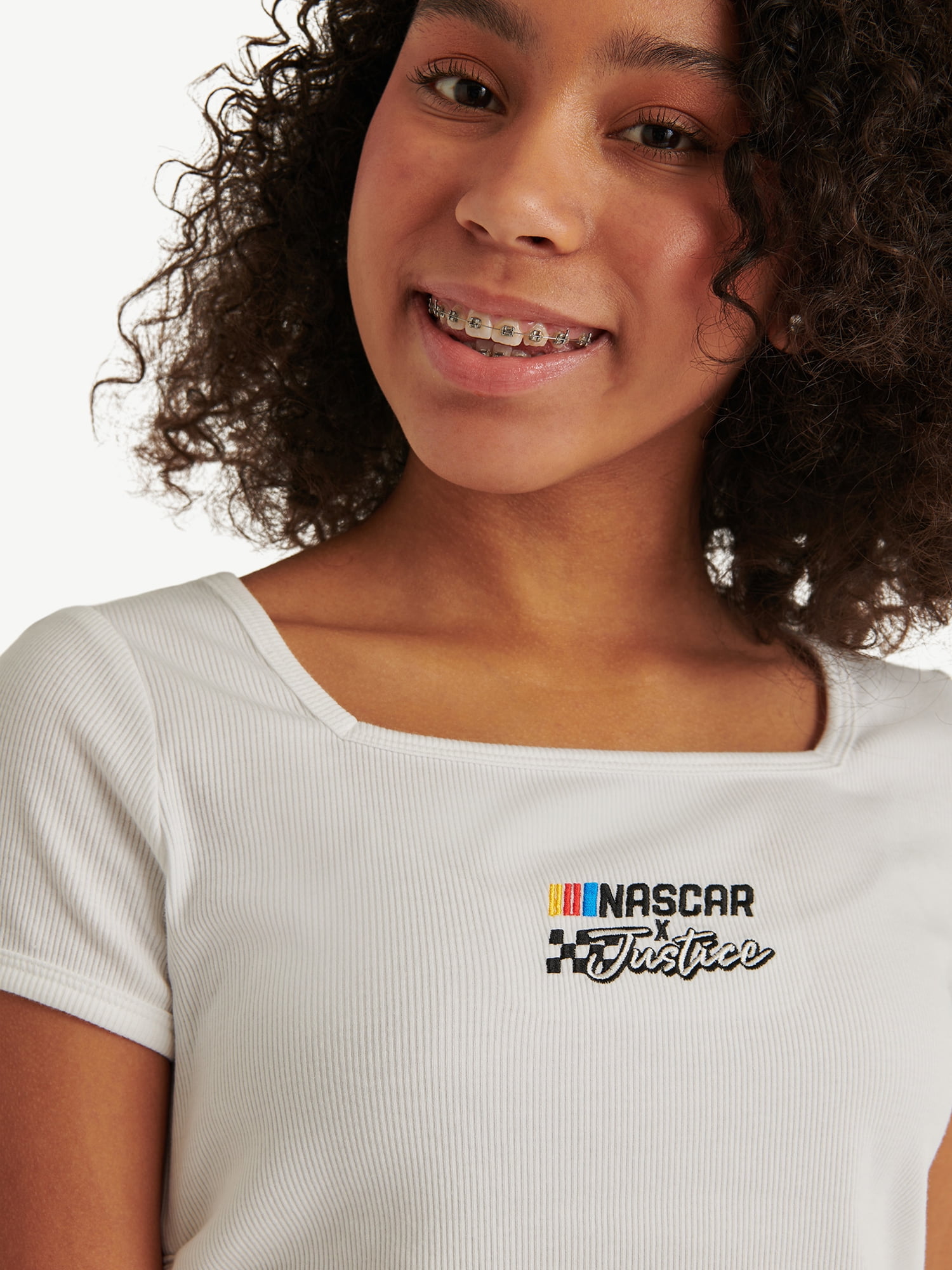 Justice Girl's NASCAR X Justice Collab Short Sleeve Tee, Sizes XS - XLP