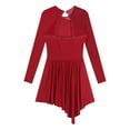 thumbnail image 6 of YONGHS Women Rhinestone Figure Ice Skating Performance Dress Long Sleeve Ballet Skirted Leotard Burgundy S, 6 of 7