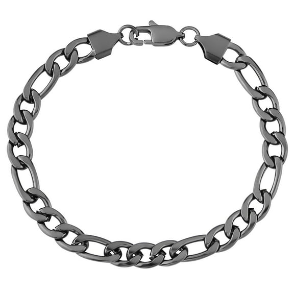 London Fog Black Figaro Link 8 Inch Unisex Bracelet