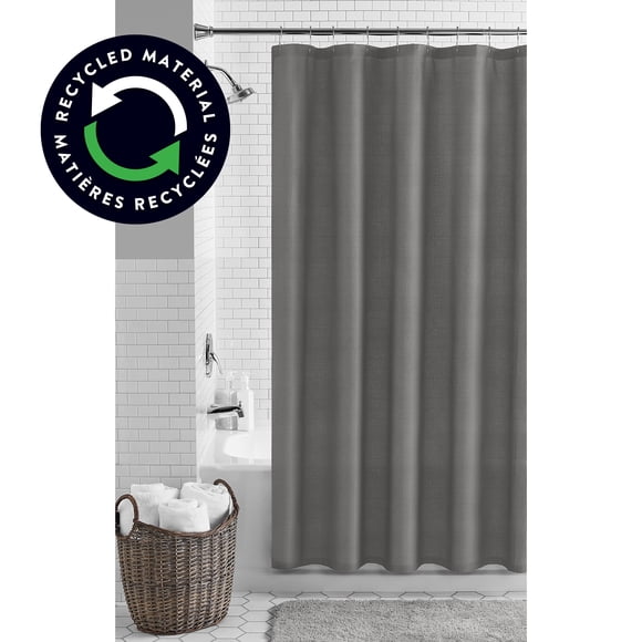 Mainstays Waffle-Weave Fabric Shower Curtain with Recycled Polyester