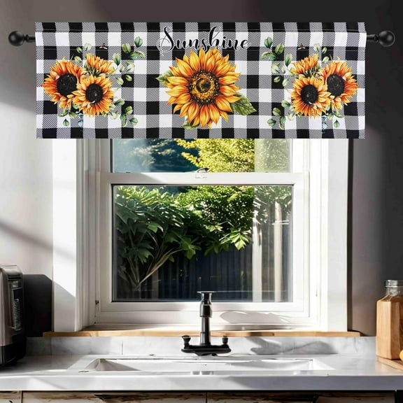 1 Piece Sunflower Kitchen Curtains and Valances Set for Windows Sunflower Art Kitchen Window Curtains Over Sink Decor 18x54 in