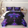 thumbnail image 2 of Erosebridal Purple Lotus Art Twin Quilt Set,Neon Flower Stars Twin Coverlet Set For Girls,2-Piece, 2 of 7