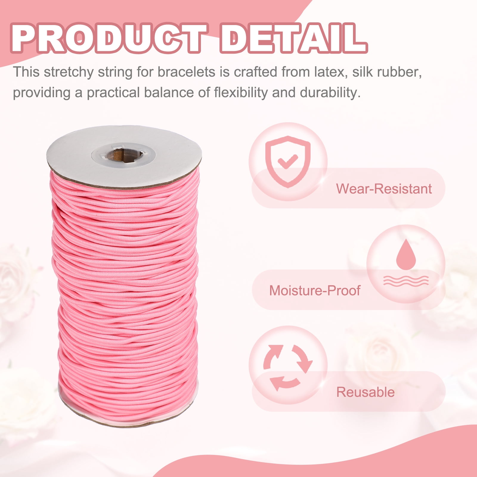 Uxcell Stretchy String for Bracelets, Elastic Crystal Thread Stretch Elastic Beading Cord 2.5mm & Peach Pink-Fitting For(Bracelets/Sewing/Beading/Necklace/Jewelry Making/Crafts DIY)