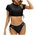 thumbnail image 2 of Traje de baño de 2 piezas para mujer, trajes de baño para mujer, traje de baño de moda de verano para mujer de color liso con relleno en el pecho y sin tirantes en la espalda. Traje de baño de nailon, 2 of 4