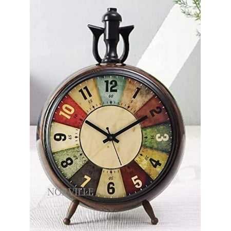 Table Clock Wooden Desk Shlef Clock for Office Table Home Decoration and Gift (Size- 6 Inch, Brown)