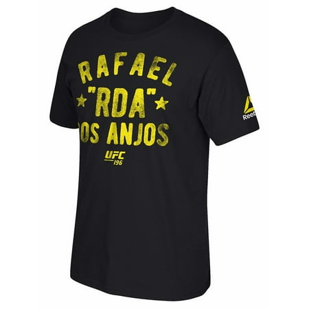 Rafael dos Anjos UFC Reebok Black Retro Type Graphic Print T-Shirt For Men