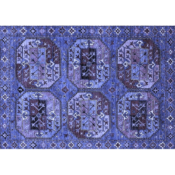 Ahgly Company Indoor Rectangle Oriental Blue Industrial Area Rugs, 5' x 8'
