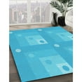 thumbnail image 3 of Ahgly Tapis Rond Lavable en Machine Intérieur Transitionnel Bleu Cyan Vif, 5 Pieds Rond, 3 of 7