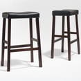 thumbnail image 1 of Crosley 30" Faux Leather Saddle Bar Stool in Mahogany (Set of 2), 1 of 7