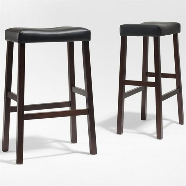 Crosley 30" Faux Leather Saddle Bar Stool in Mahogany (Set of 2)