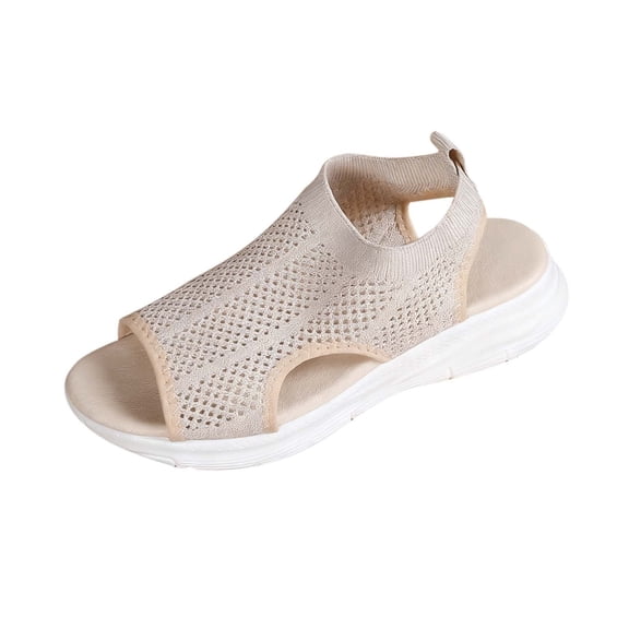 hoksml Women's Breathable Knit Platform Sandals, Slingback Cutout, 1.57in Heel Casual Walking Shoes