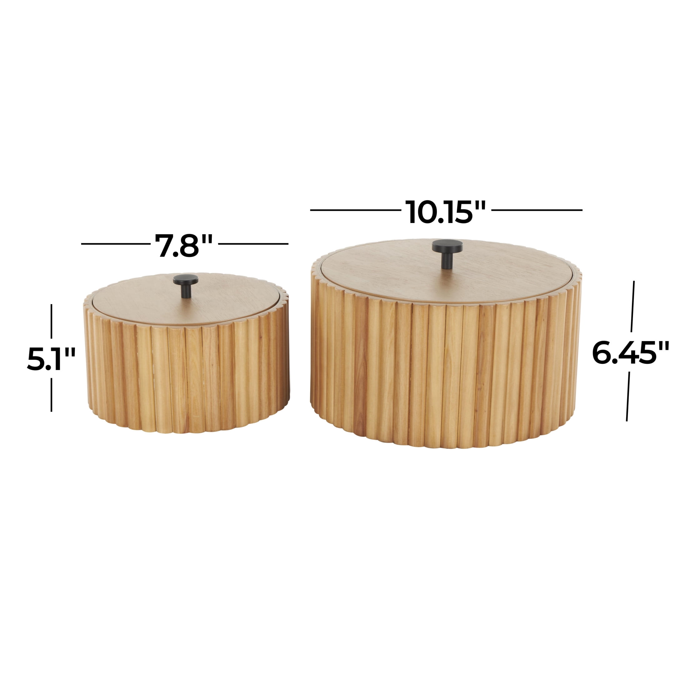 DecMode Handmade Slatted Brown Wooden Decorative Box with Lids, 2 Count