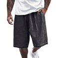 thumbnail image 1 of Men's Shorts Male Heavyweight Distressed Shorts Washed 2 Tone Gradient Loose Oversize Running Shorts Black L, 1 of 4