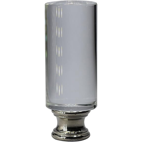 Urbanest Crystal Tubo Lamp Finial – 2-9/16 Inch Tall, Brushed Steel Base– Decorative Lamp Shade Finial for Table & Floor Lamps- 1 Piece