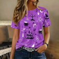 thumbnail image 5 of Halloween Tops for Women Short Sleeve Crewneck Witch Print T Shirts Funny Halloween Costume Party Top, 5 of 7