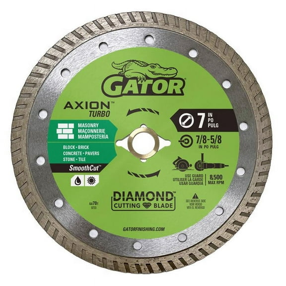 Gator 2034243 7 x 0.62-0.87 in. Smooth Cut Diamond Turbo Rim Saw Blade