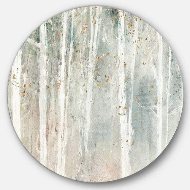 Designart « A Woodland Walk into the Forest VII » Art Mural Rond en Métal Style Ferme - Disque de 36