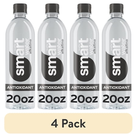 (4 pack) smartwater Alkaline with Antioxidant Water Bottle, 20 fl oz