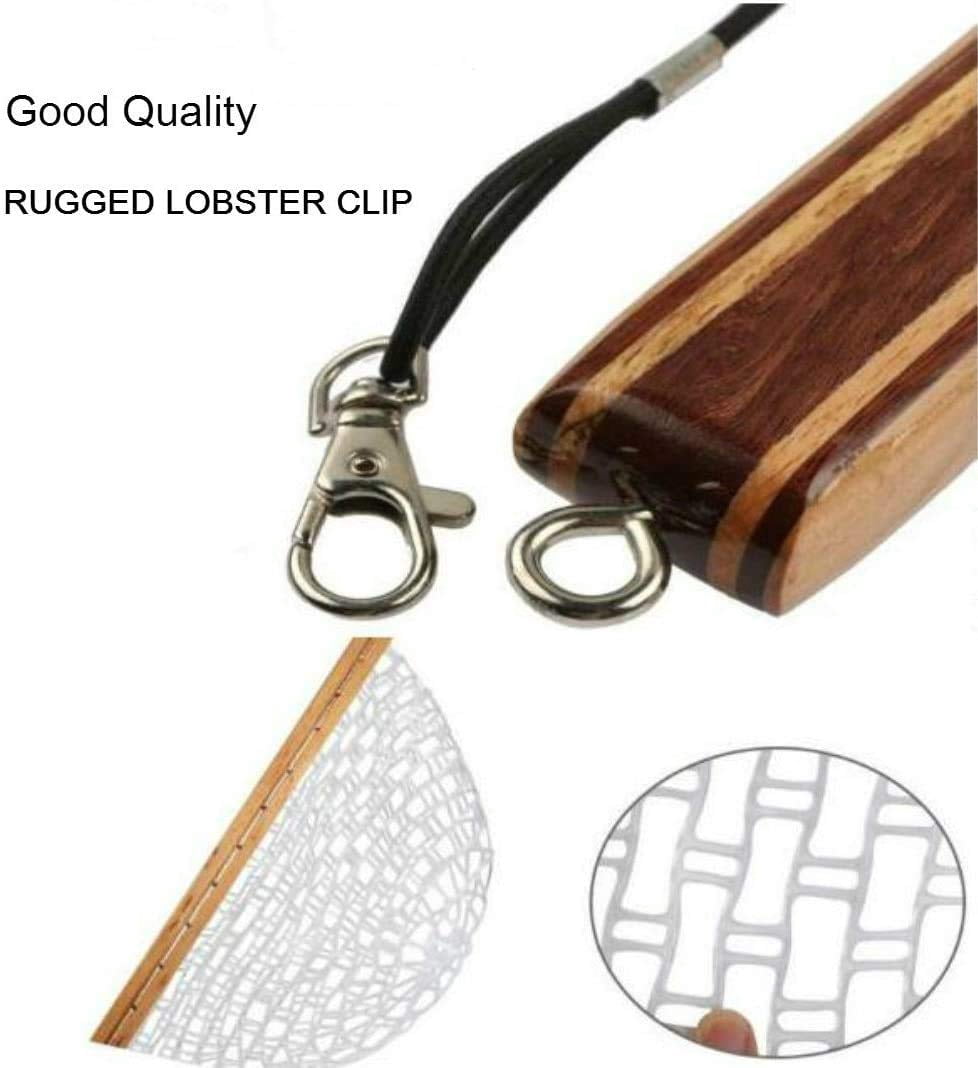 Fishing Net Fly Fishing Landing Net,Wooden Frame Fish Net with Soft Rubber Mesh for Trout Catch and Release Net Gifts for Father Men