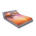 thumbnail image 3 of Tropical Bedding Set with Sheet & Covers, Exotic Sunset Above the Sea Scenery from Coconut Palm Tree Leaf Heaven Picture, Printed Bedroom Decor 2 Shams, 4 Sizes, Pink Orange, by Ambesonne, 3 of 3