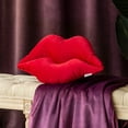 thumbnail image 4 of 3D Lips Soft Velvet valentine's day Decor Throw Pillows for Couch Bed Living Room, Insert Included, New Red, 20 X 11 inches, 4 of 7