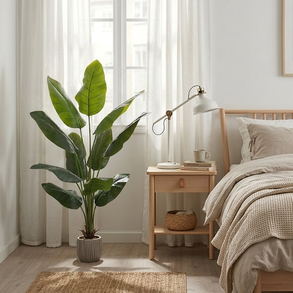 Planta artificial decorativa moderna con maceta Ave de paraíso sin flor grande de 150cm de alto Artego para hogar sala comercio oficina