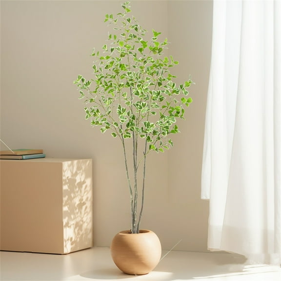 Danolapsi Artificial Ficus Tree, Realistic Texture Potted Faux Ficus Tree with Realistic Leaves and Adjustable Branches for Home Office Living Room Bedroom Balcony Corner Decor