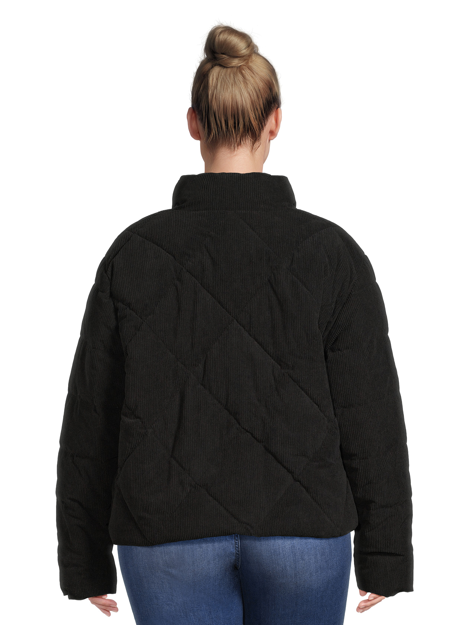 Time and Tru Women's Short Corduroy Puffer Jacket, Sizes XS-3X