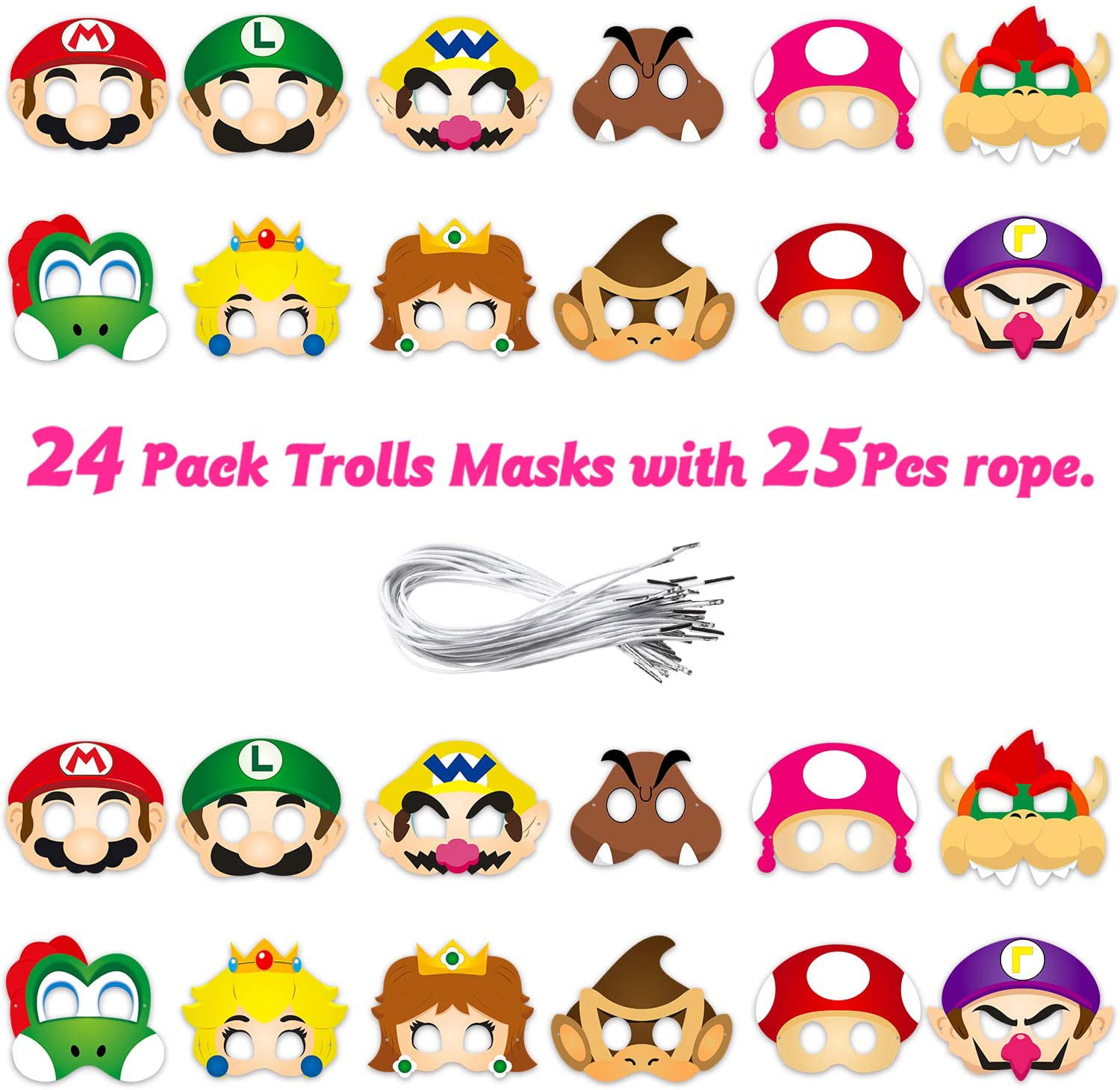B2jkae 12P Mario Masks Themed Costumes Masks Party Supplies Birthday Party Favors Dress Up Costumes Masks Photo Booth Prop Cartoon Character Cosplay Pretend Play Accessories Gift for Kids Boys Girls