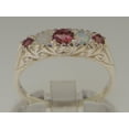 thumbnail image 3 of LBG British Made 9ct White Gold Natural Pink Tourmaline & Opal Womens Band Ring - 33 size options - Size 8, 3 of 8