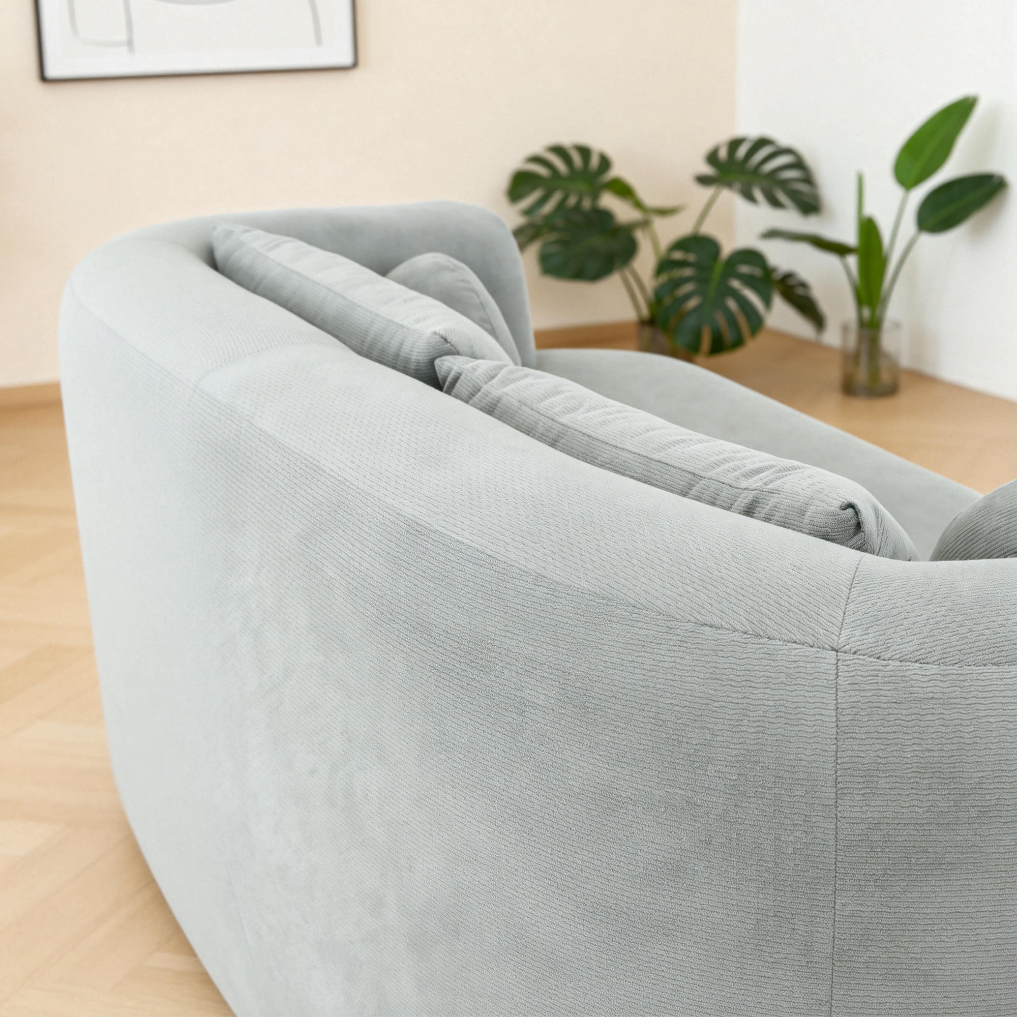 Loveseat Sofa-in-a-Box, 67" Chenille 2-Seater Couch with Deep Seats, 32D High-Resilience Foam, No Assembly Required, for Living Room, Small Space, Gray